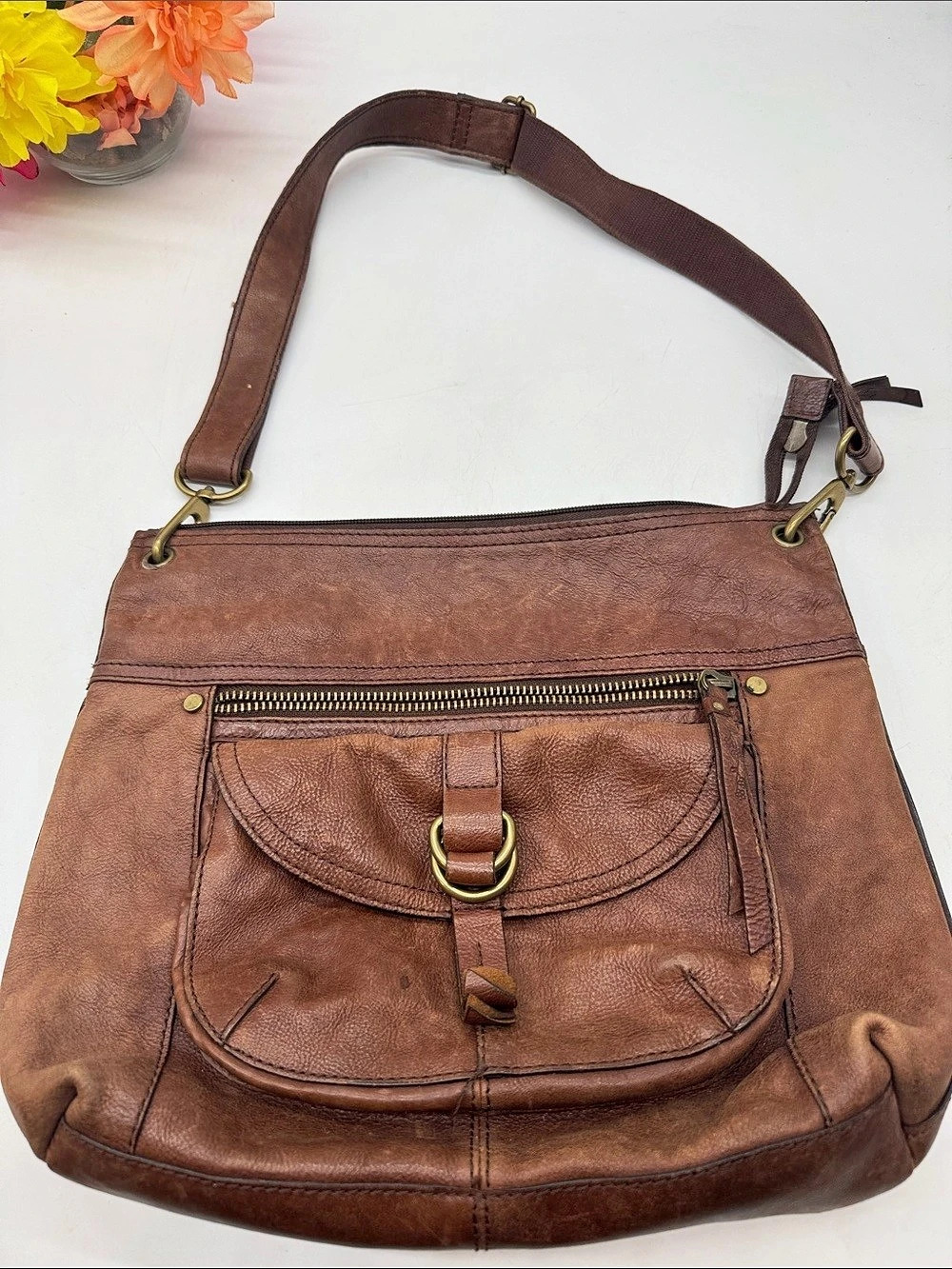 Fossil Preston Flap Crossbody Bag Brown